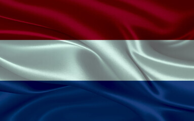 3d waving realistic silk national flag of Netherland. Happy national day Netherland flag background. close up