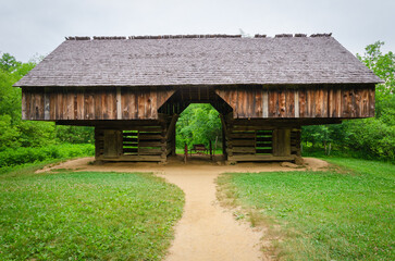 Fototapeta na wymiar The Mountain Farm Museum at the Great Smoky Mountains National Park in North Carolina