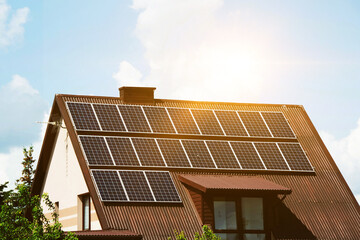 Solar power energy on the roof to a standard house