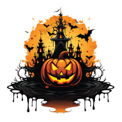 Halloween Pumpkin Ghosts Illustration Background