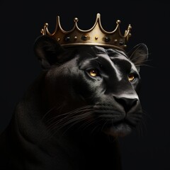 portrait of a majestic Panther with a crown