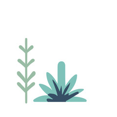 Garden shrubs. Vector set of vegetation bushes, grass and trees. 