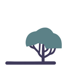 Garden shrubs. Vector set of vegetation bushes, grass and trees. 