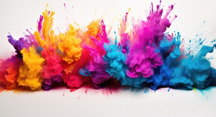 A group of colored powders on a white surface. Generative AI.