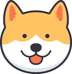 Smiling Shiba Inu Japanese dog portrait contoured icon for childish t shirt print vector flat