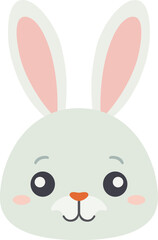 Adorable baby rabbit head with long ears simple icon for childish t shirt print vector flat