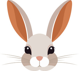 Cute Easter bunny head funny wild animal with long ears icon vector flat illustration