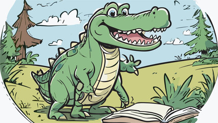 Crocodile cartoon character illustration vector image. Aligator wild design graphic design image