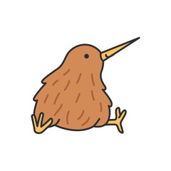 Kiwi bird flat color icon. Isolated vector element.