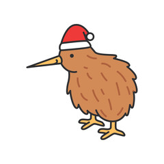 Kiwi bird with santa hat