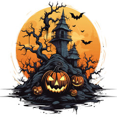 Halloween Pumpkin Ghosts Illustration Background
