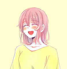 笑顔で話す女性　ふくよか