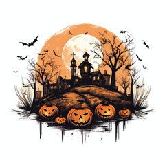 Halloween Pumpkin Ghosts Illustration Background