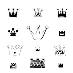 crown symbol collection  doodle vector icon set
