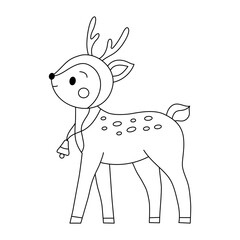Deer character. Illustration for coloring book.