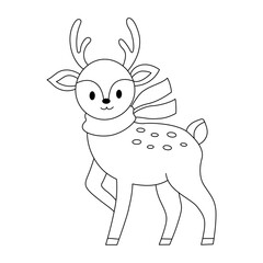 Deer character. Illustration for coloring book.