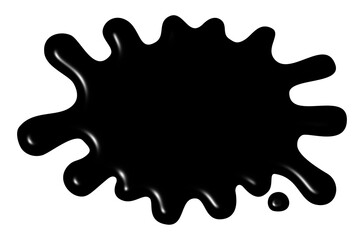 The liquid drops are shiny black.