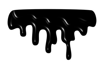 The liquid drops are shiny black.