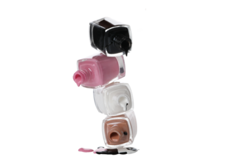 PNG, multicolored open nail polish, isolated on white background