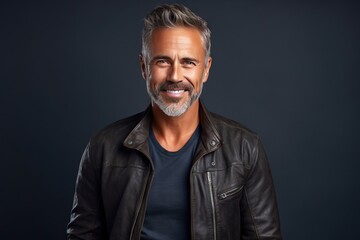 Fototapeta premium Portrait of a beautiful and handsome smiling, happy and pleased man with positive vibes. Human person dressed in fashionable, colorful and fun clothes. Generative AI, AI