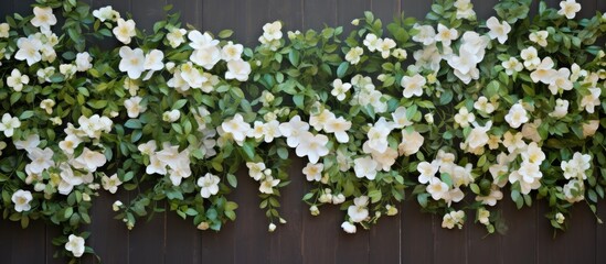 The backdrop of a beautiful summer wedding was adorned with white floral arrangements, showcasing...
