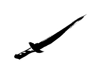 Sword,katana,samurai,hand drawn,brush paint,grunge