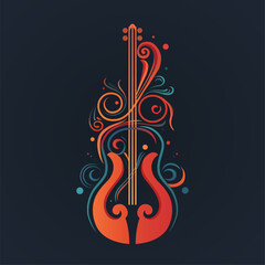 elegant ornamental stylized guitar music theme logo  © zsschreiner