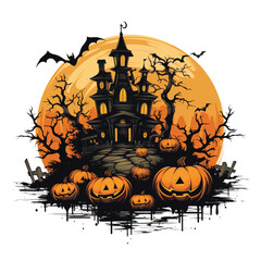 Halloween Pumpkin Ghosts Illustration Background