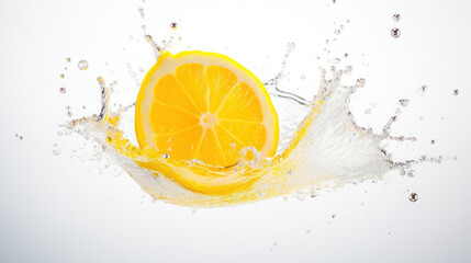 Lemon splashing on the isolated background