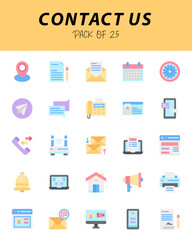 set of  contact us flat icons for logo & web. Vector illustration