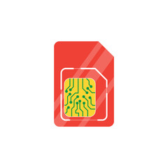 Vector mobile sim card on white isolated background