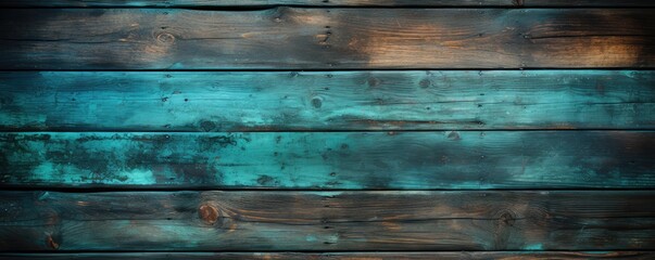  blue and green wood background, with wooden boards, scratched, in the style of post-apocalyptic...