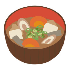 シンプルな豚汁・味噌汁のイラスト
