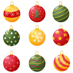 Hand drawn christmas ball ornaments collection