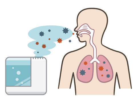 medical nebulizer treatment, lungs, virus, infection clip art preview
