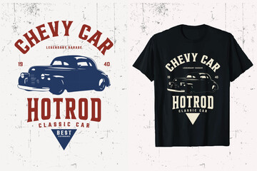 Chevy Hotrod  Car vector T-shirt Design. classic car t-shirt graphic vehicle.