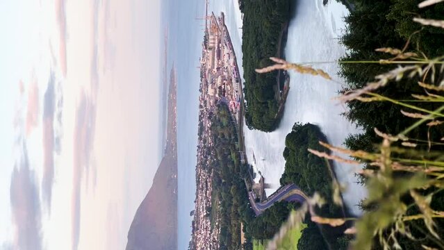 Sunset Serenity: Captivating Views of Warrenpoint from Flagstaff, Motorway Meandering through Forest and Coastal Beauty | Vertical Video