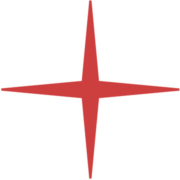 Digital png illustration of red star with copy space on transparent background