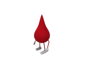 Digital png illustration of red drop with hands and legs on transparent background