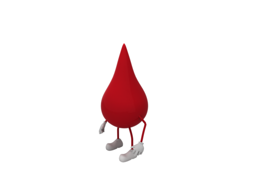 Digital png illustration of red drop with hands and legs on transparent background
