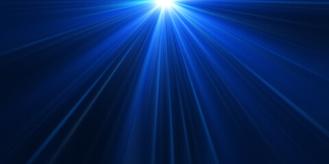 Top center blue light flare or glare for project overlay screen effect above for luxury premium product design. effect element 3d illustration rendering.