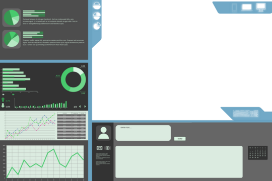 Digital png illustration of digital interface with green charts on transparent background