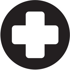Digital png illustration of white cross in black circle on transparent background