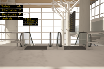 Digital png illustration of airport interior on transparent background