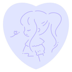 80sハートレトロガール★PNG