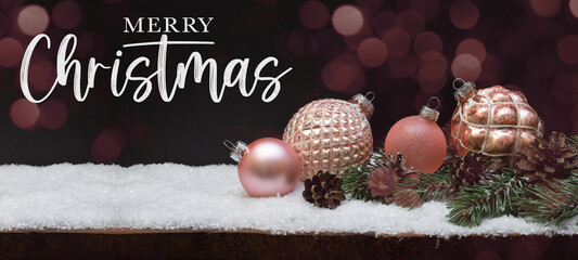 Merry Christmas celebration holiday background banner greeting card - Pink modern christmas...