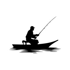 silhouette of a fisherman