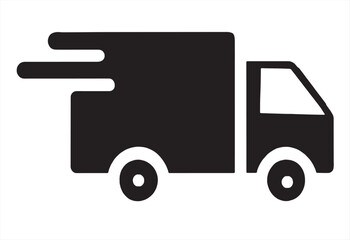 Fast moving shipping delivery truck line art vector icon for transportation apps and websites. Express delivery truck icon. Fast shipping truck. Free delivery 24 hours. Vector illustration.