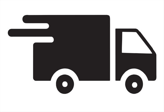 recommend clip art: Fast moving shipping delivery truck line art vector icon for transportation apps and websites. Express delivery truck icon. Fast shipping truck. Free delivery 24 hours. Vector illustration.