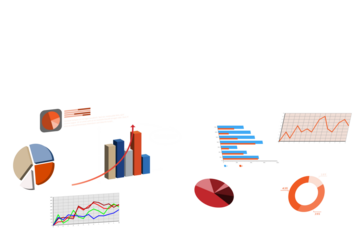 Digital png illustration of colourful charts on transparent background